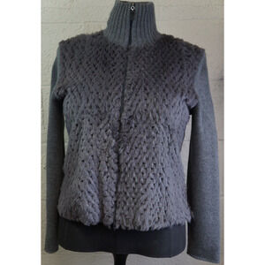 Shasta merino wool angora knit fur Front full zip cardigan IT48 US M/L ITALY